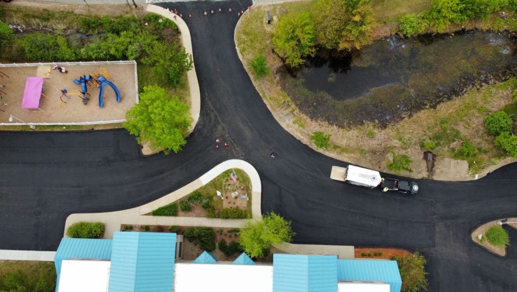 aerial view of G-FORCE truck on the lot