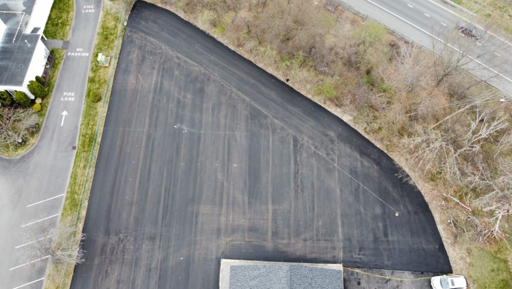 an aerial view of the bare pavement