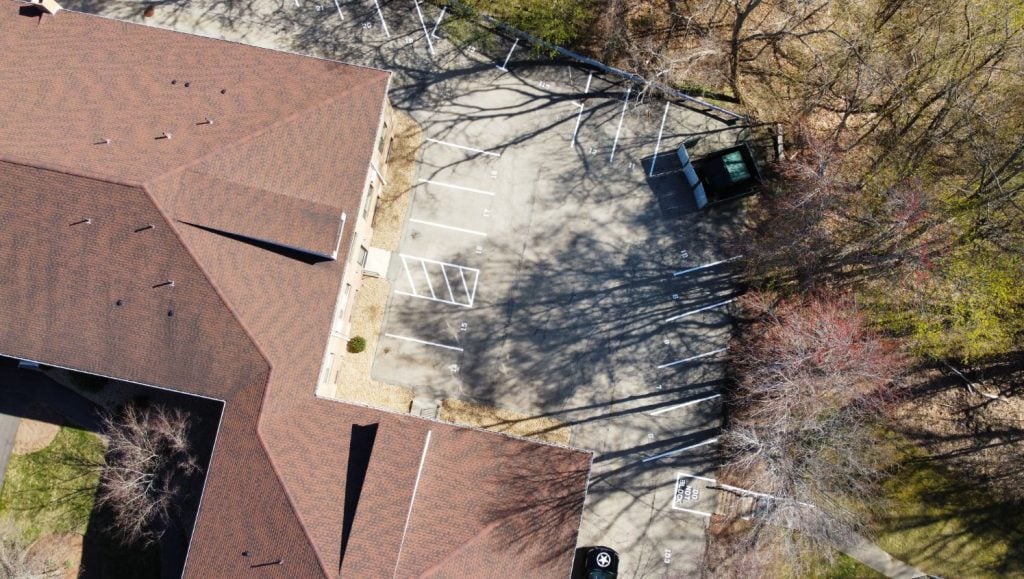 an aerial view of the job site