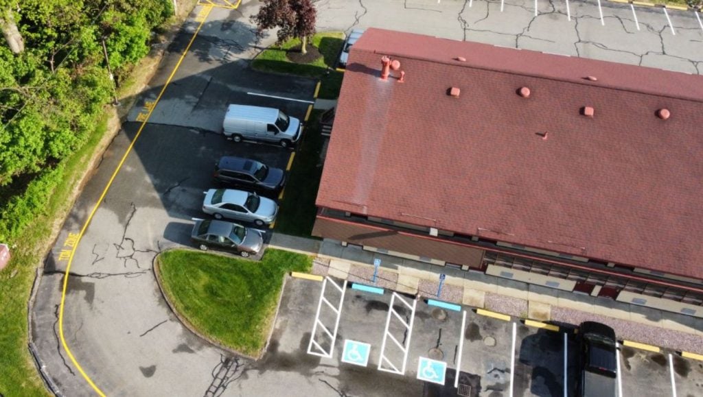 an aerial view of the repaired pavement