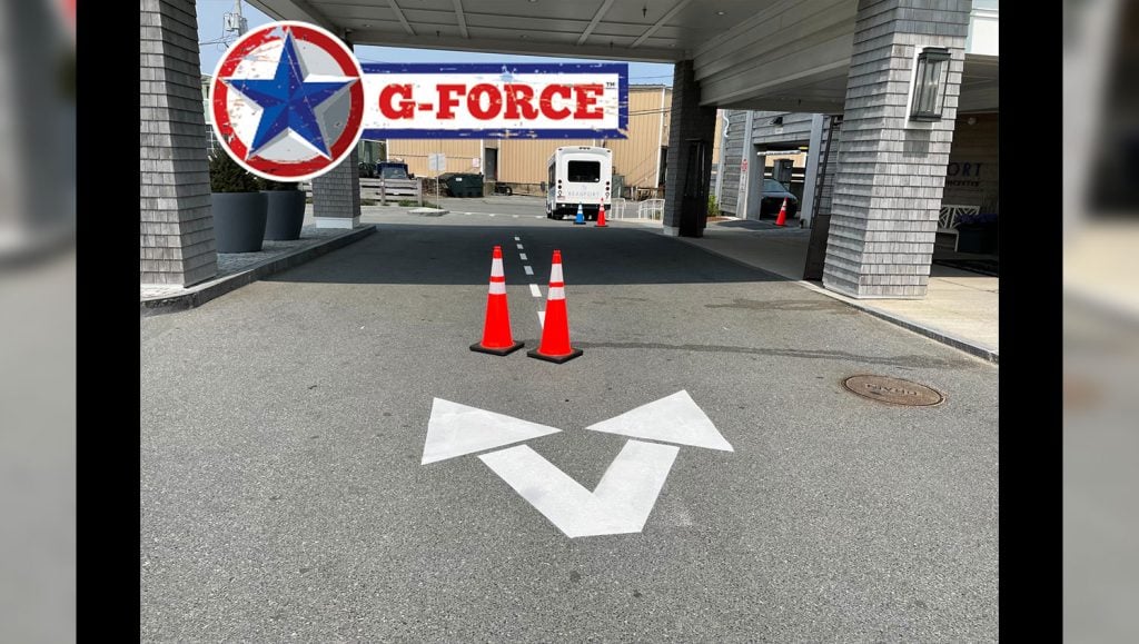 newly striped parking deck markings at beauport hotel gloucester