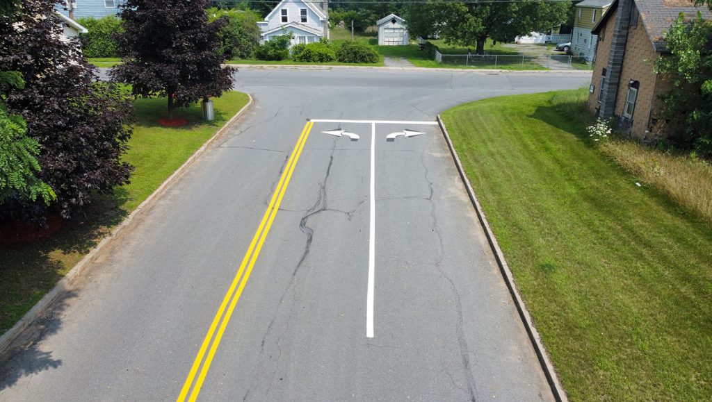 parking lot with freshly painted stalls at a transportation facility