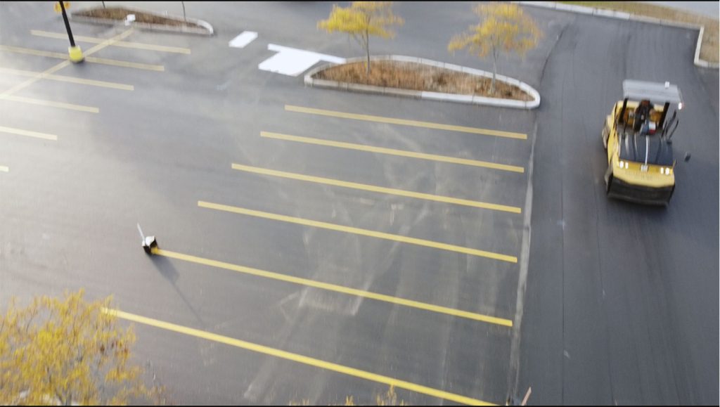 newly striped ADA accessible parking stalls