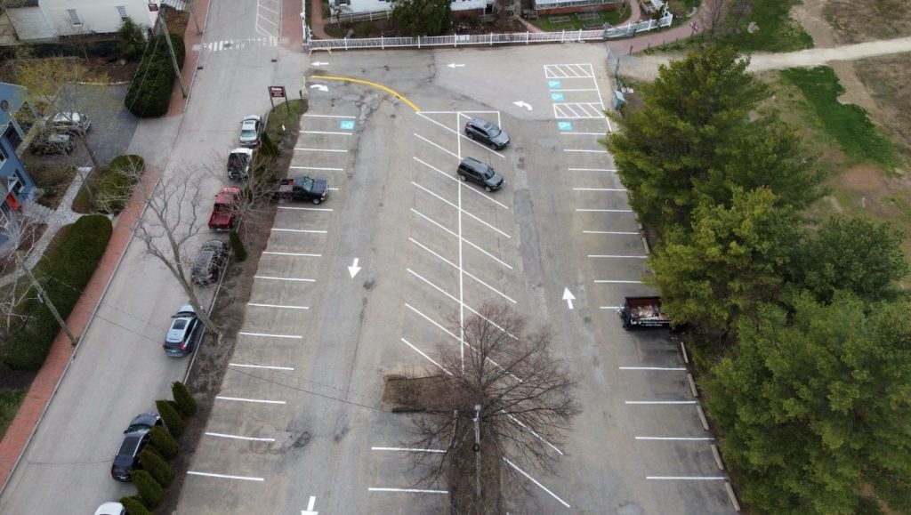 new line striping for strawbery banke museum parking lot
