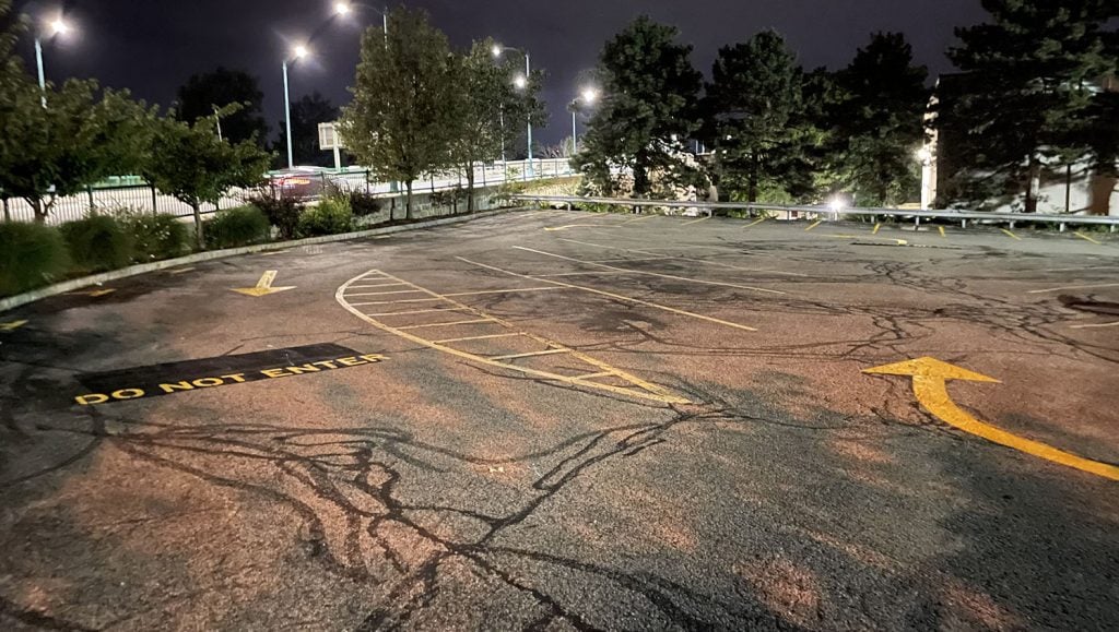re-striped parking lot arrow