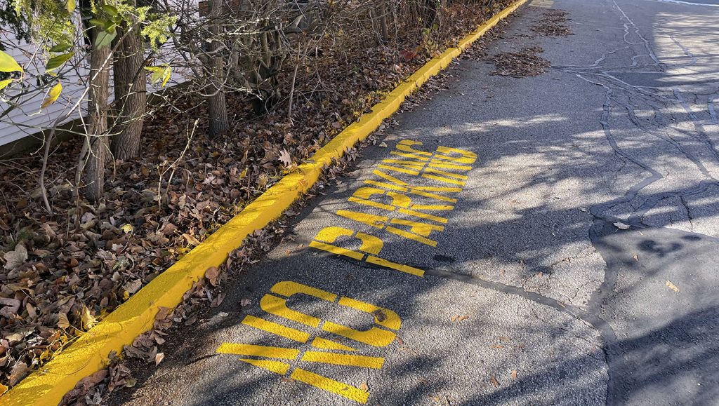 new parking lot markings at a post office