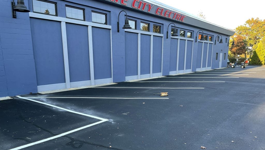 re-striped parking lot stalls