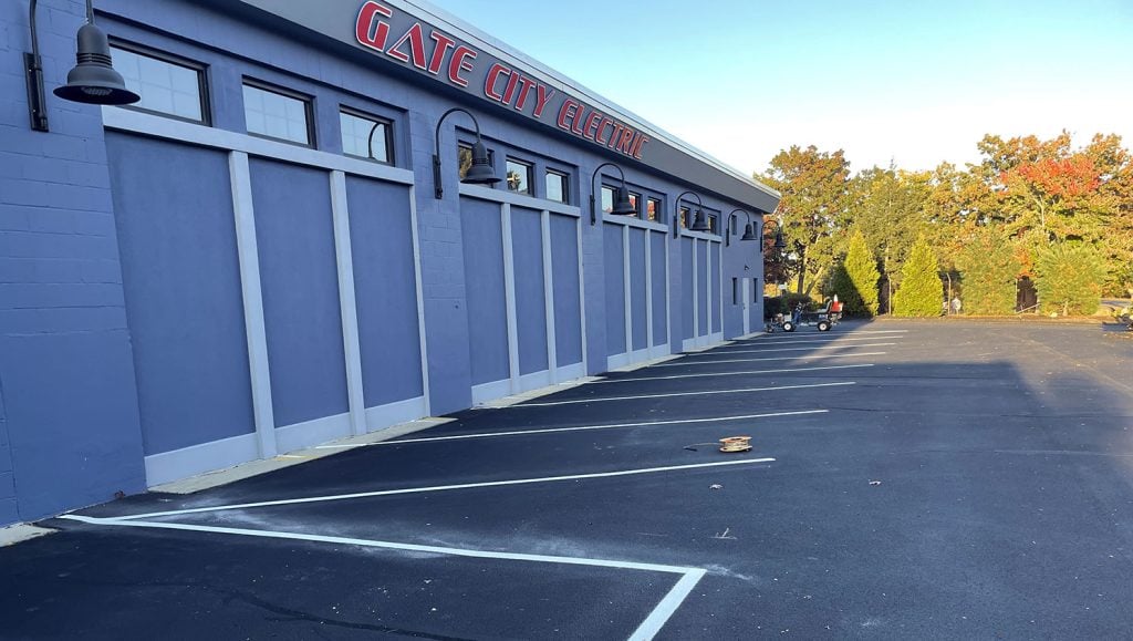 newly striped parking lot spaces