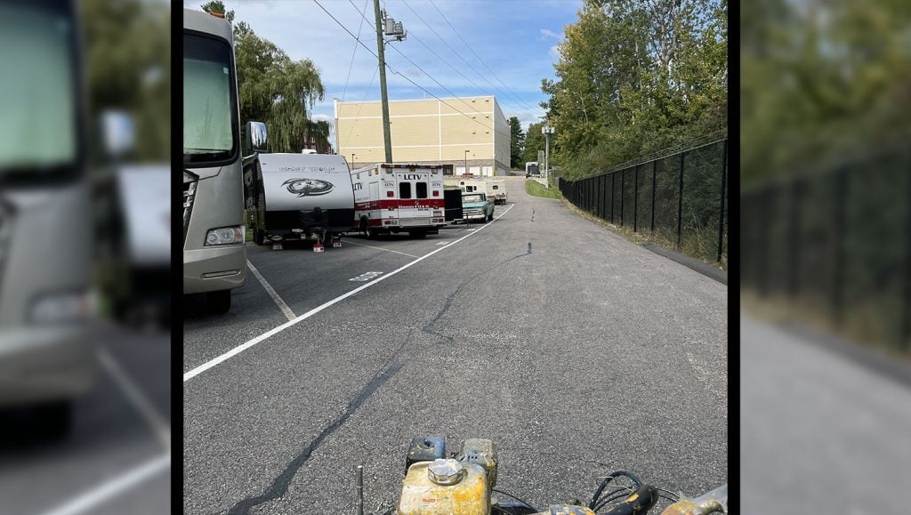 re-striped parking stalls in lot