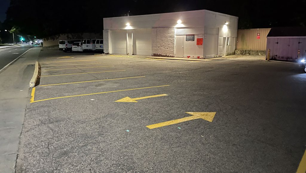 re-striped parking lot markings