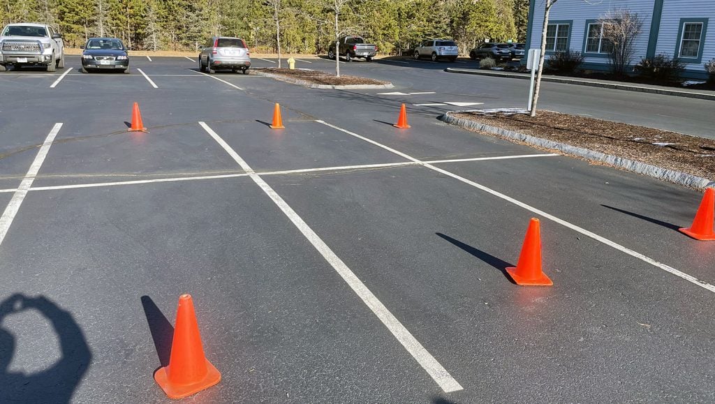 re-striped parking stalls