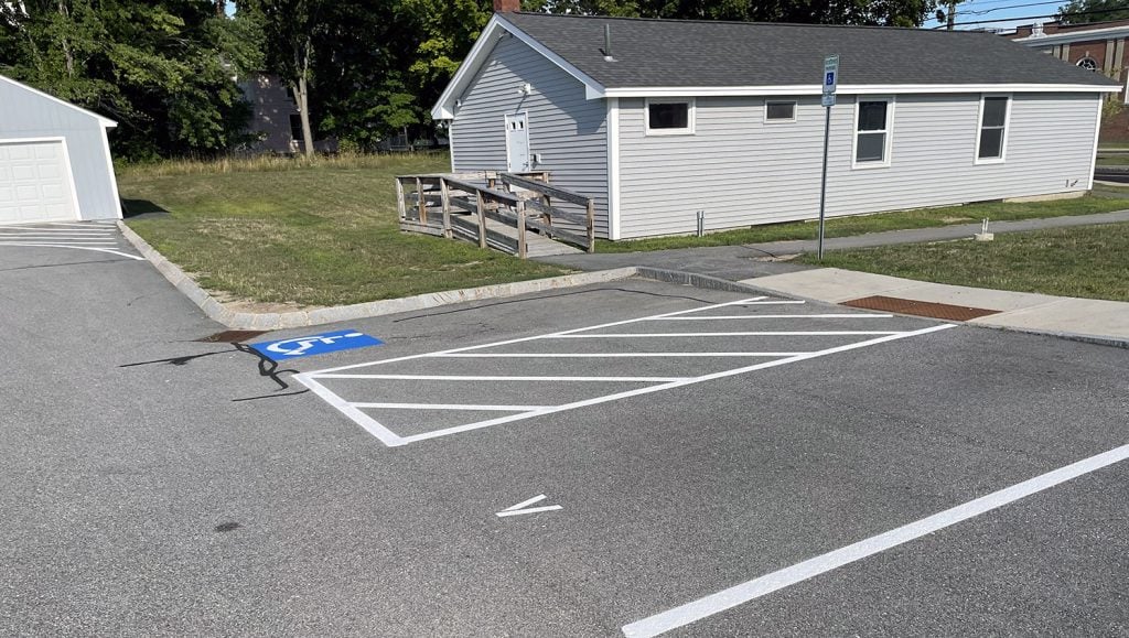 re-striped arrow in parking lot