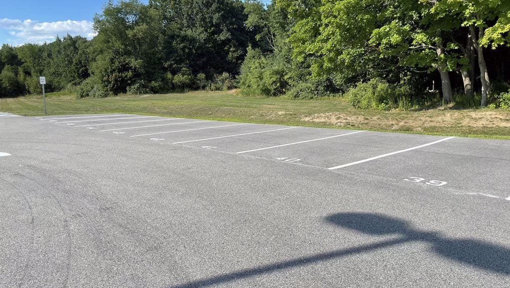 re-striped numbered parking spaces