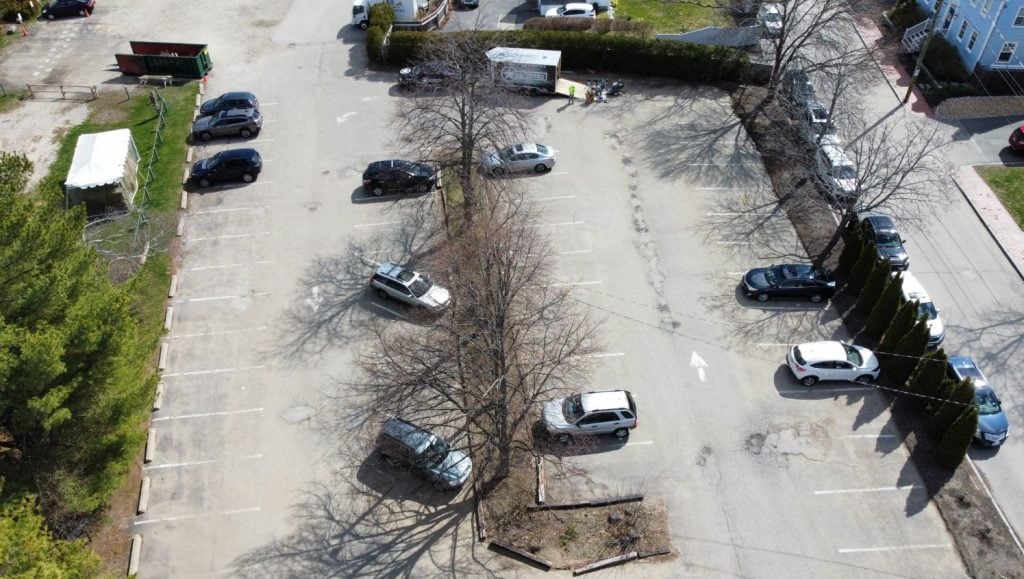 strawbery banke museum parking lot before being re-striped