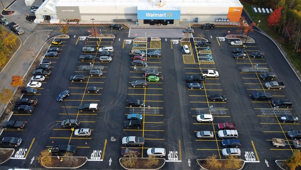 fire lane parking markings at a Walmart