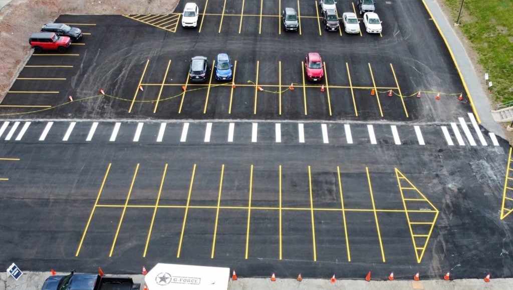 Lowell Hospital parking lot aerial view