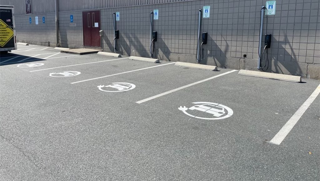 ev charging parking spots freshly painted for NuWave Energy Solutions parking lot