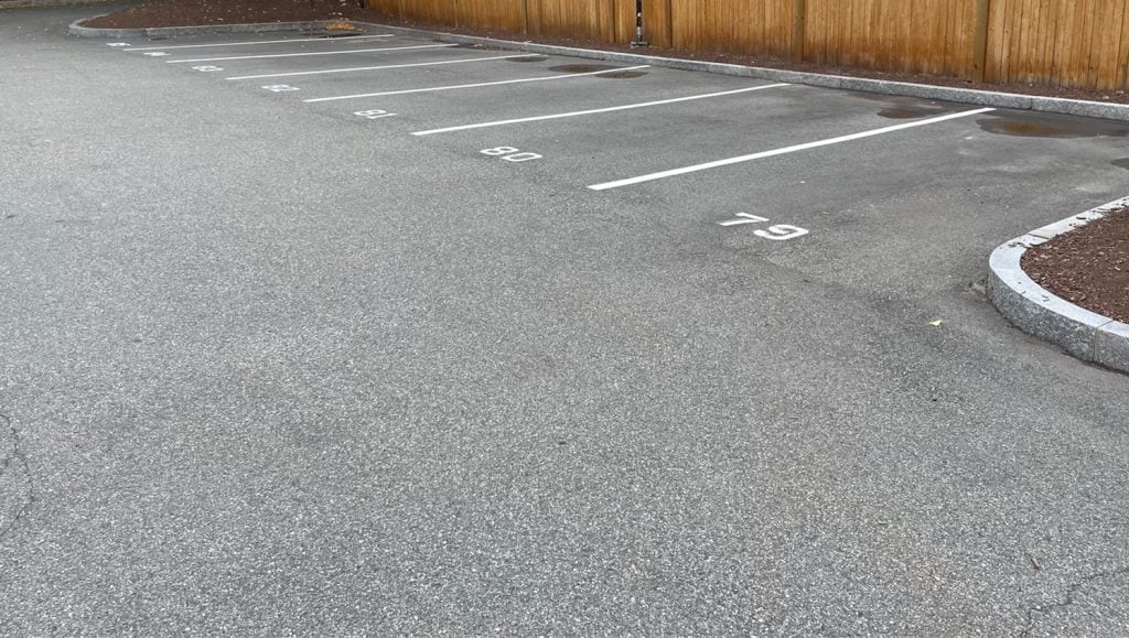 Skyline Realty parking lot freshly painted close-up