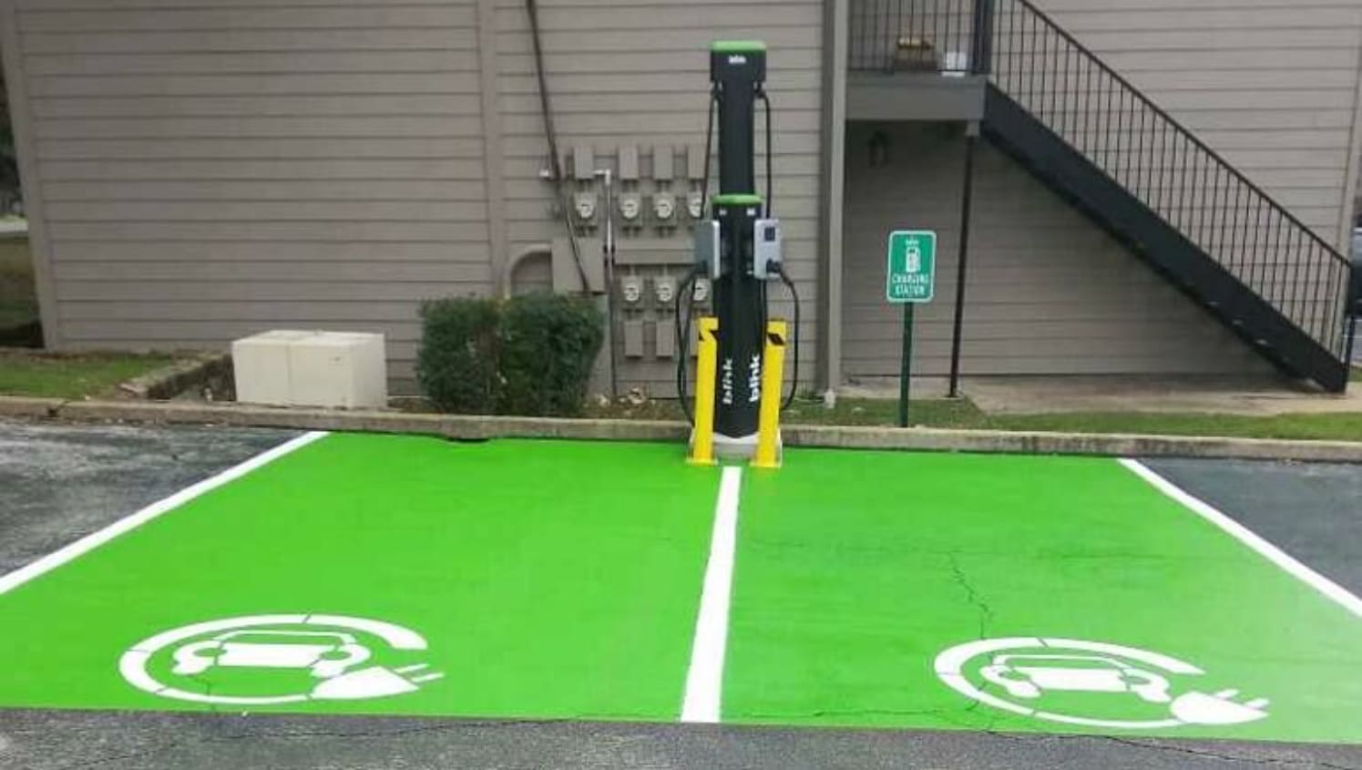 EV charging bay markings in Austin, TX