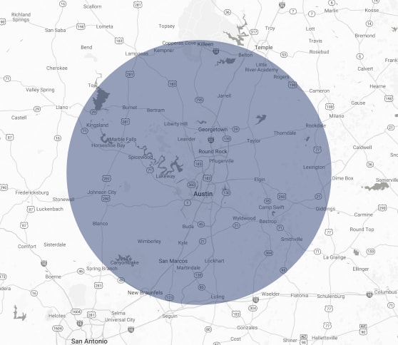 Central Texas Cover Area Map