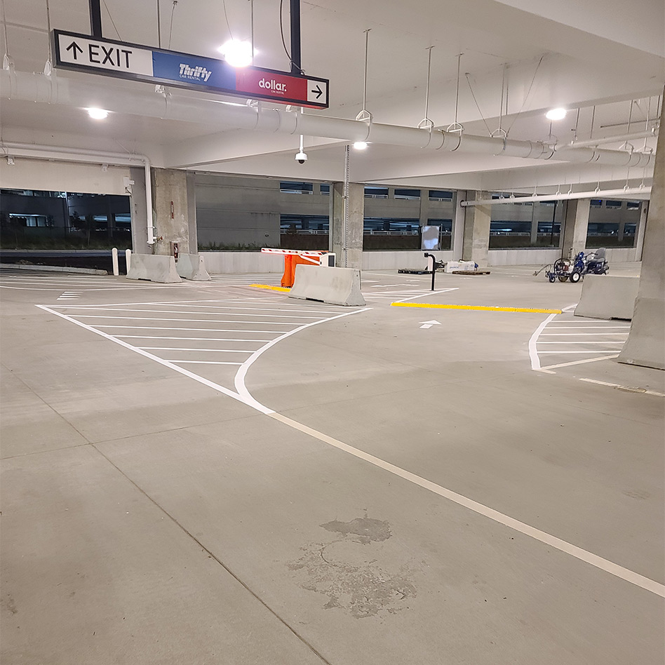 new exit mark arrow in parking garage