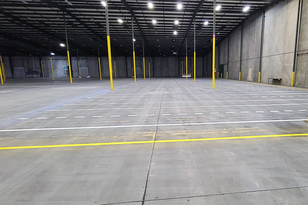 horizontal view of new markings inside certainteed’s warehouse