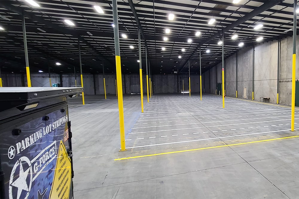 new warehouse markings inside certainteed warehouse