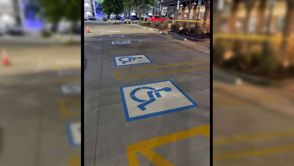 re-striped ADA compliant stalls