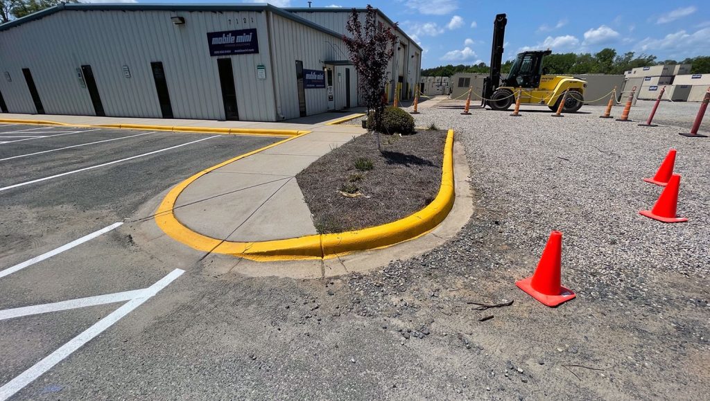curb marking and cross walk striping at charlotte mobile mini