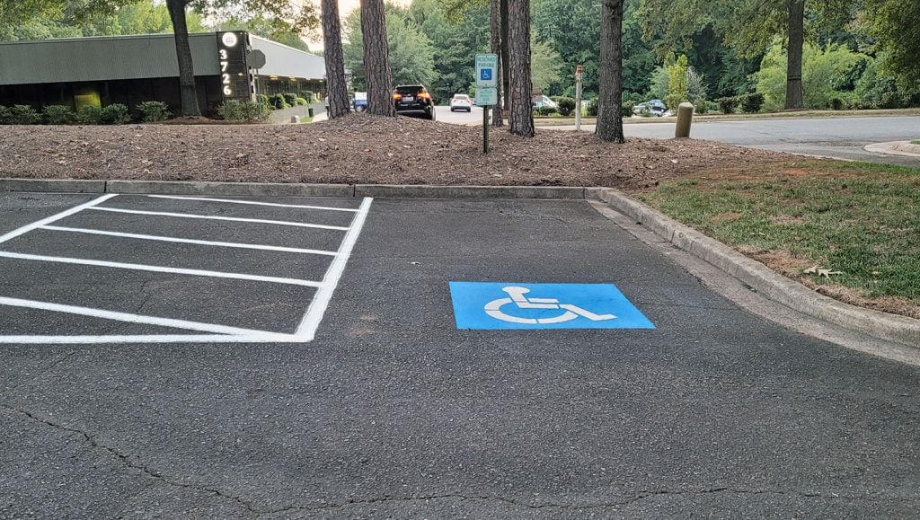 new line striping for financial group parking lot