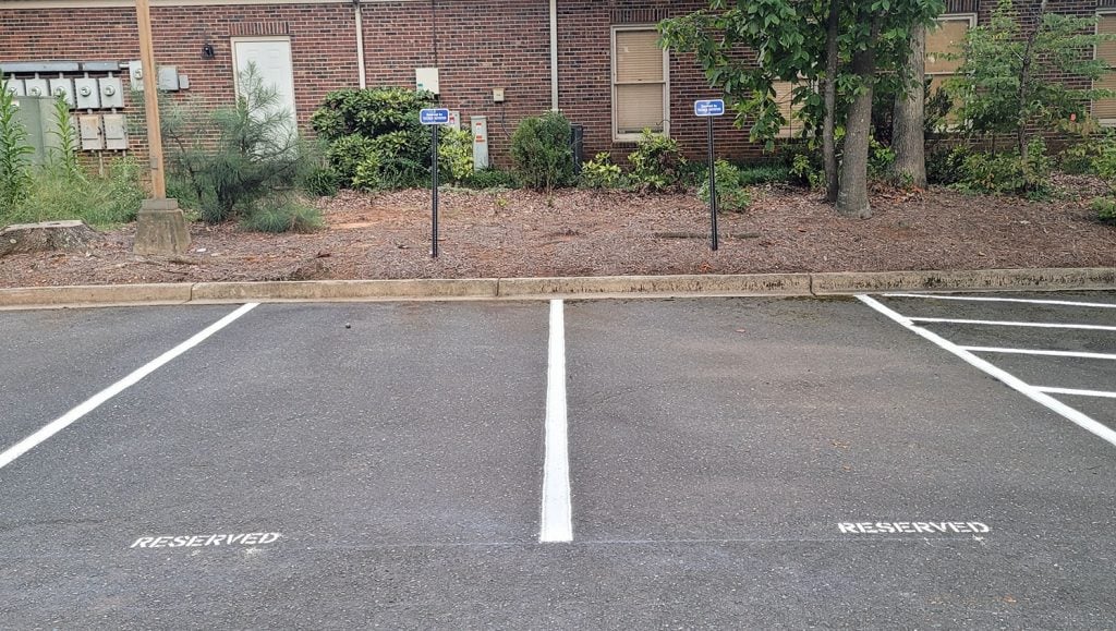 re-striped financial group parking lot