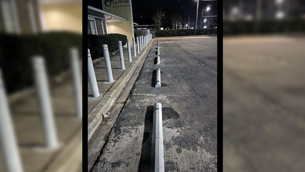 completed parking stop installation at la petite academy in charlotte