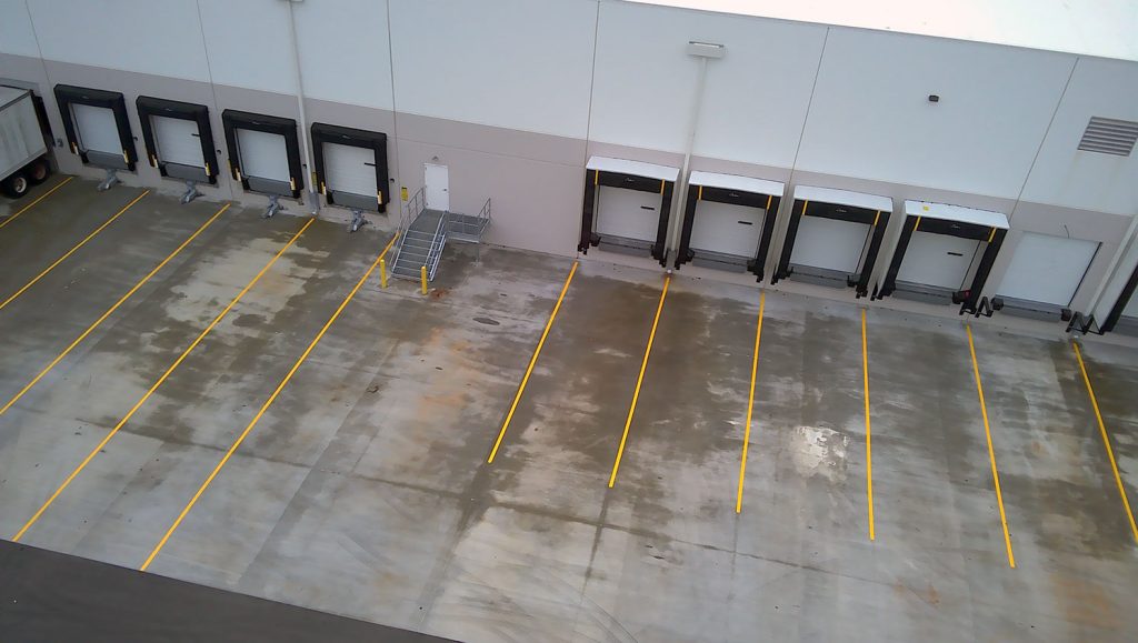 newly striped loading dock stalls