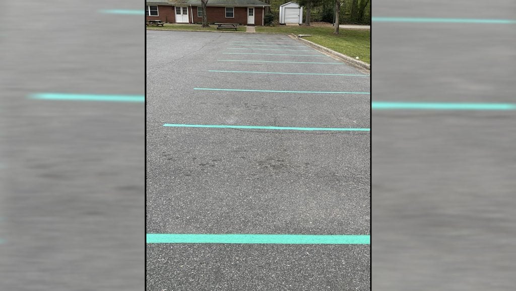 re-striped parking stalls at mint hill baptist church