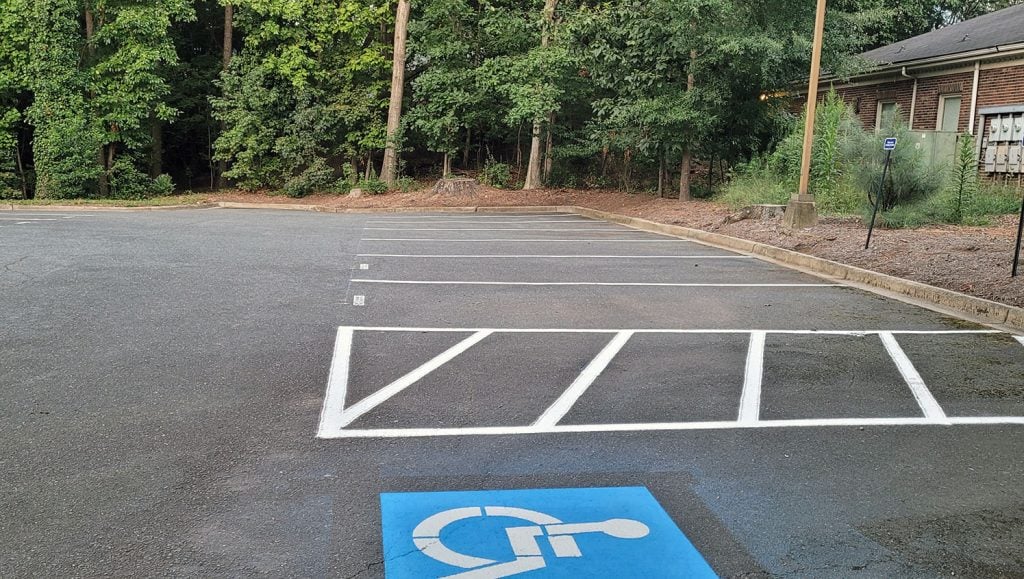 new line striping in financial group parking lot