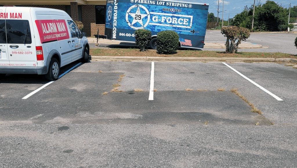 restriped parking lot spaces