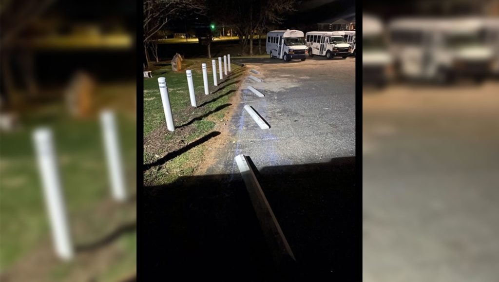 side shot of new parking stops at la petite academy in charlotte