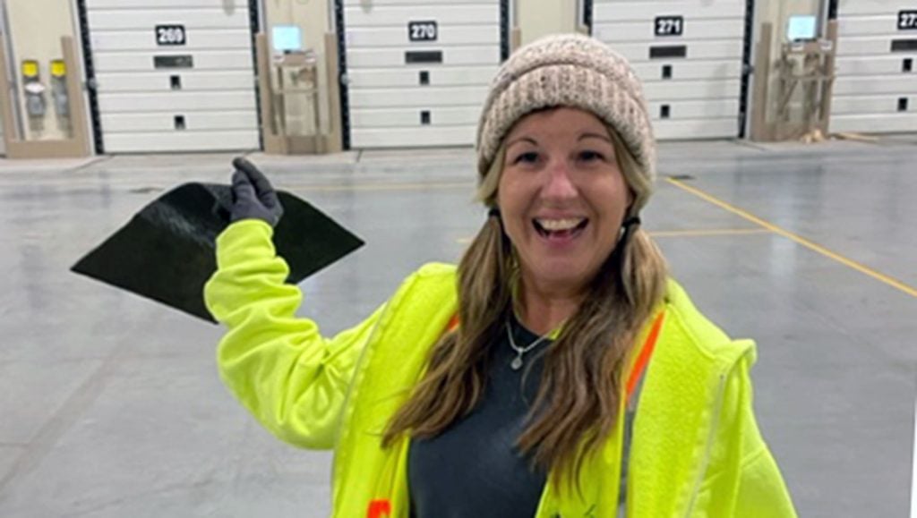 warehouse striping employee