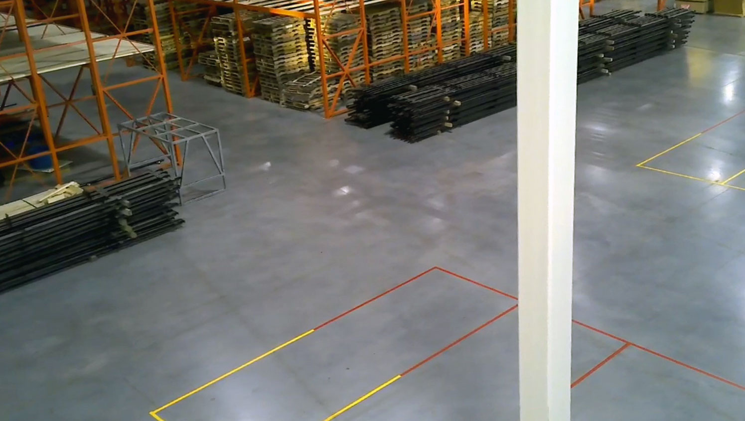 above view of new warehouse striping