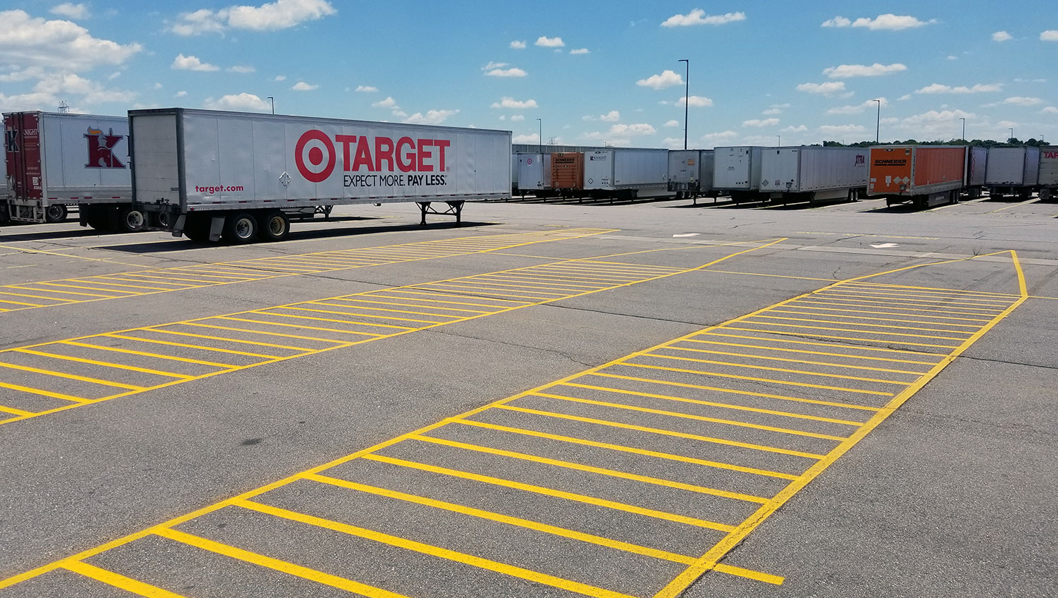 new inspection zone line striping for a Target distribution center