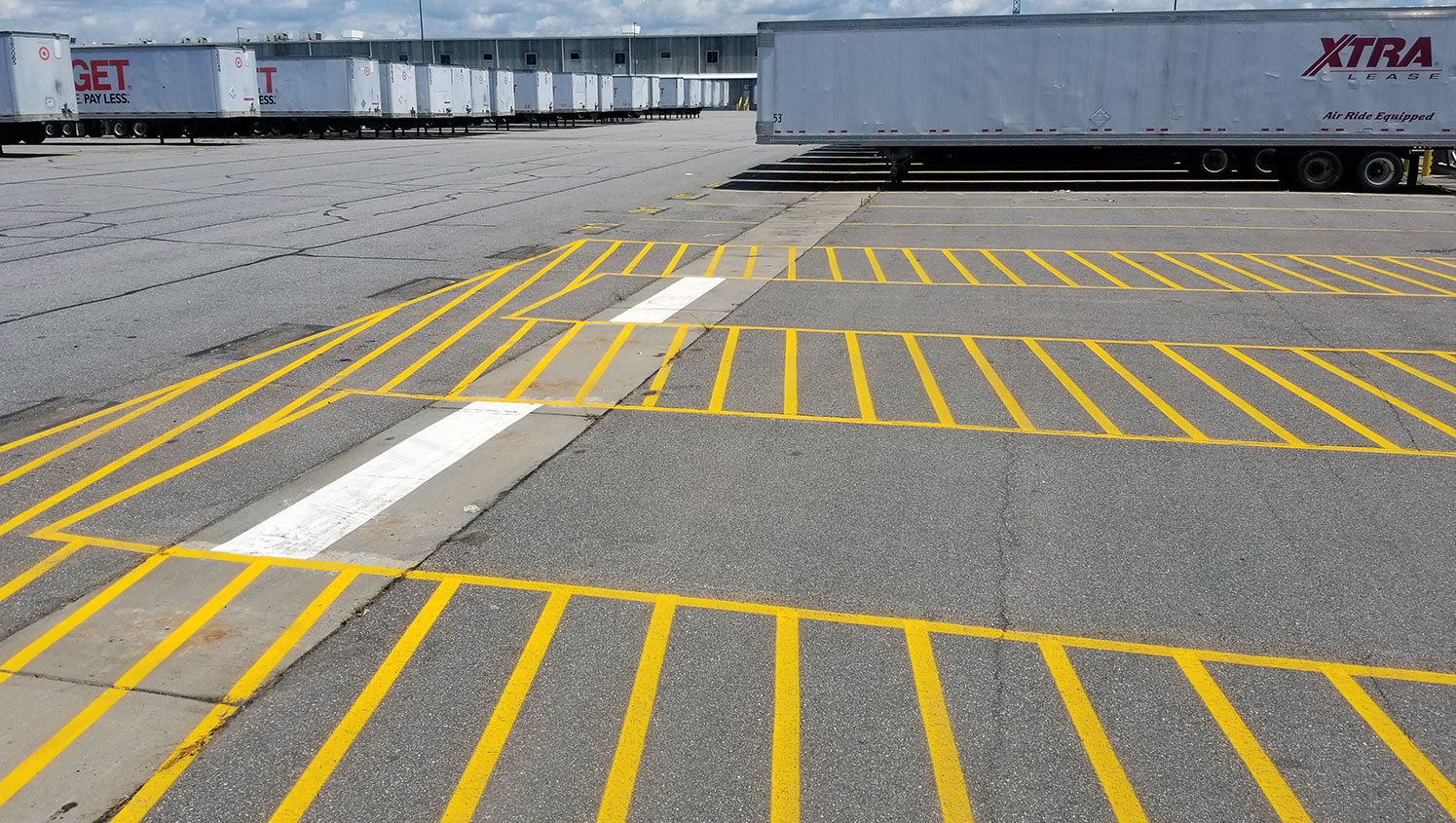new line striping markings for a Target distribution center