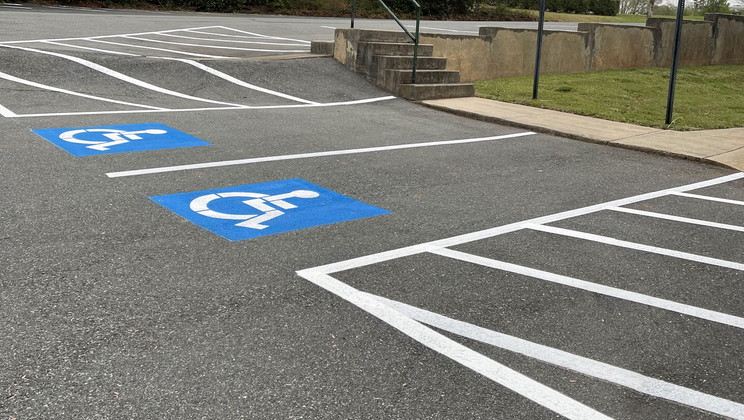 re-striped mint parking spaces at mint hill baptist church