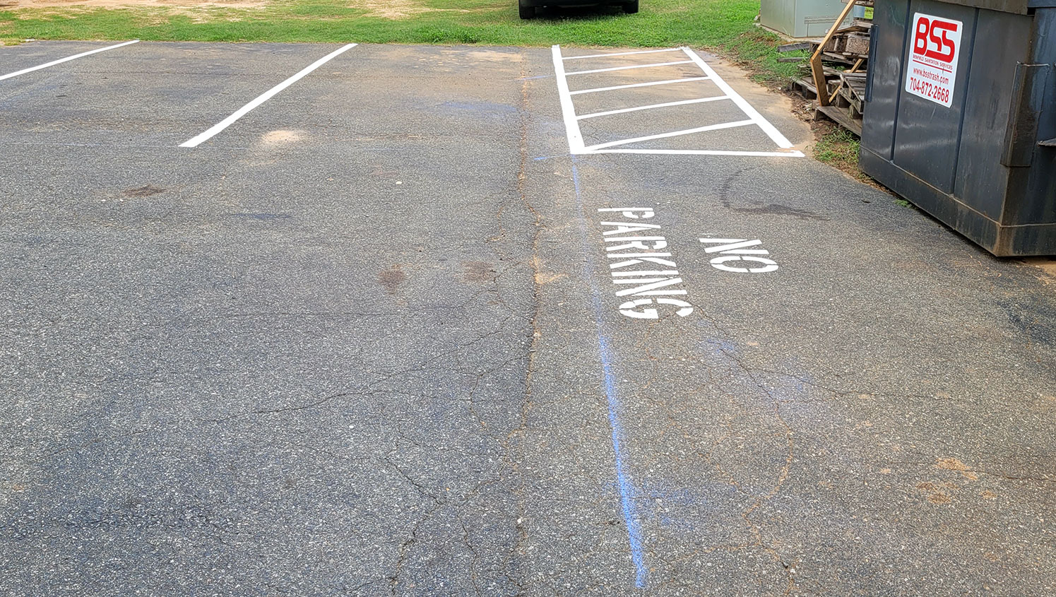 new line striping in brewery parking lo