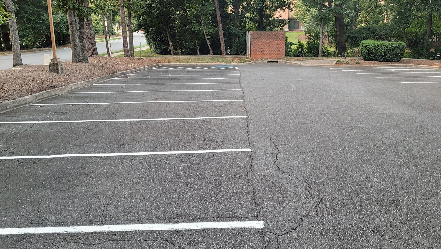 new line striping in financial group parking lot
