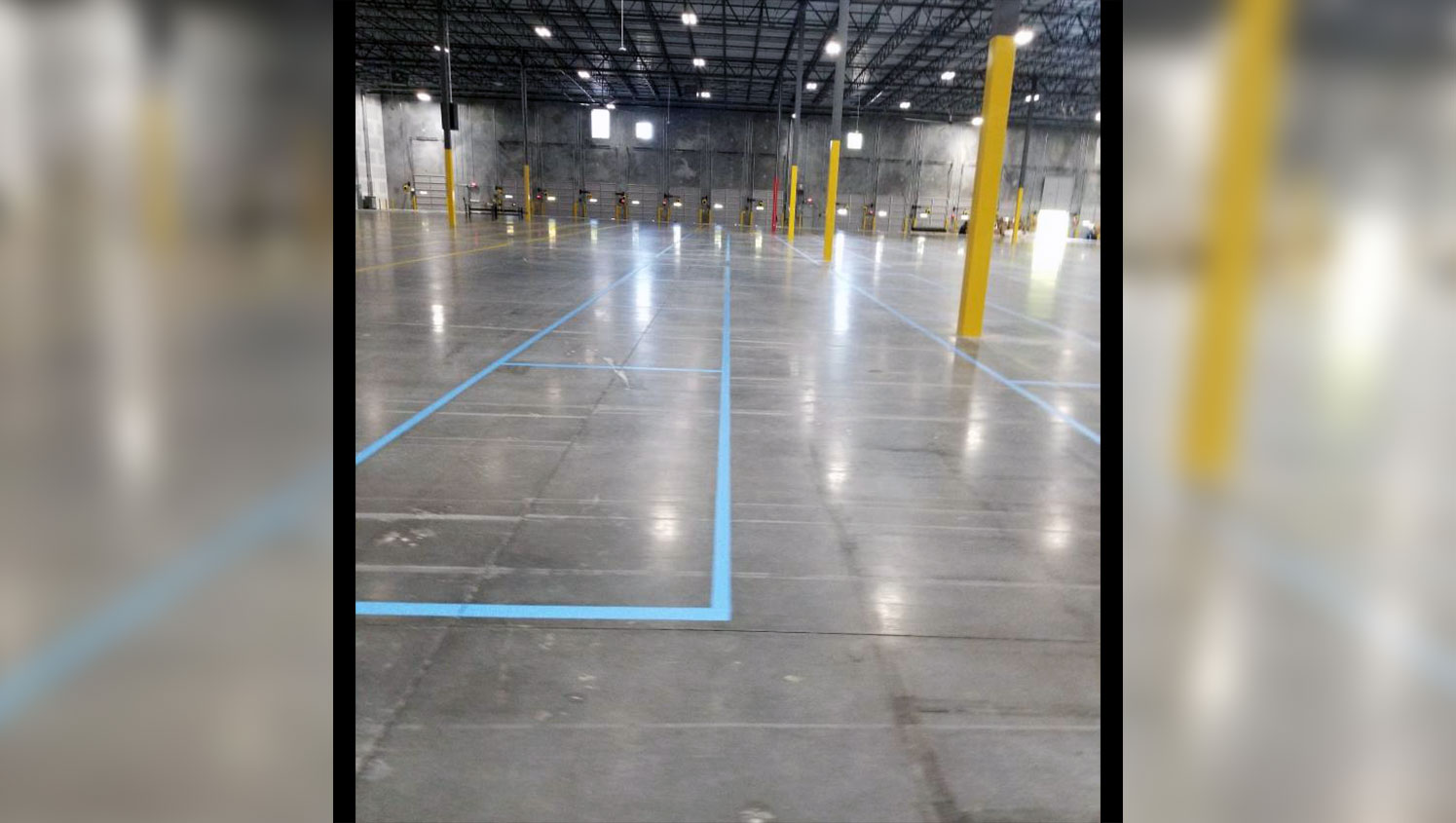 new warehouse floor markings for distribution center