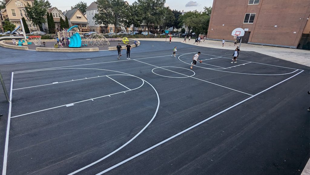 William P Nixon Elementary School basketball court freshly painted