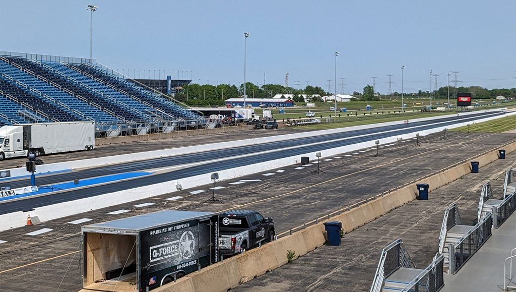 drag race track lines being re-striped