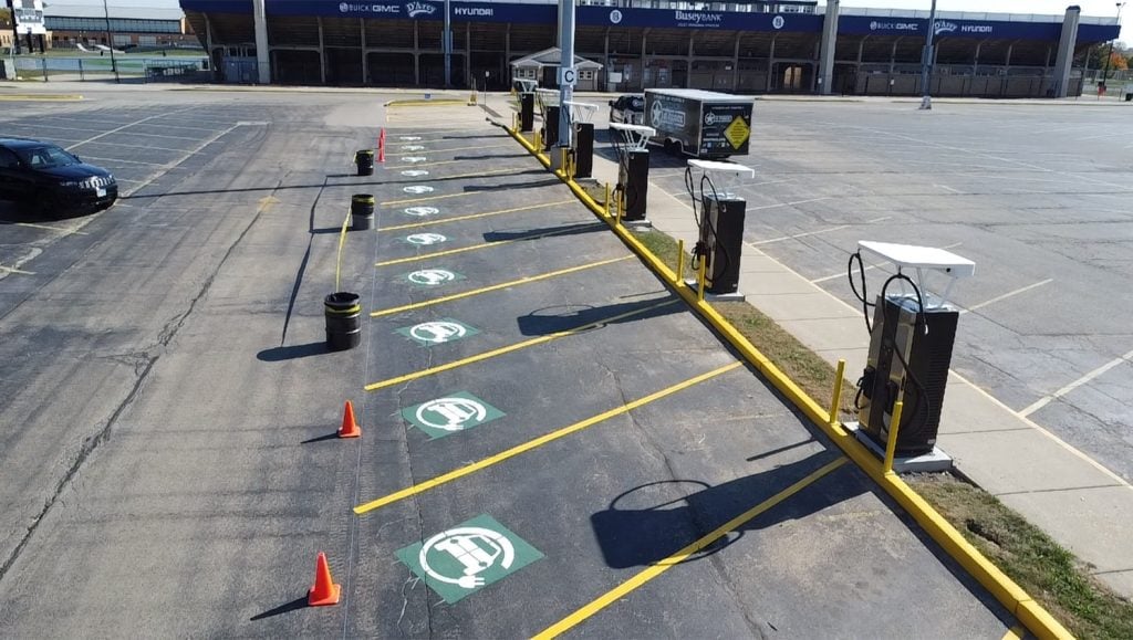 ev charging markings freshly painted