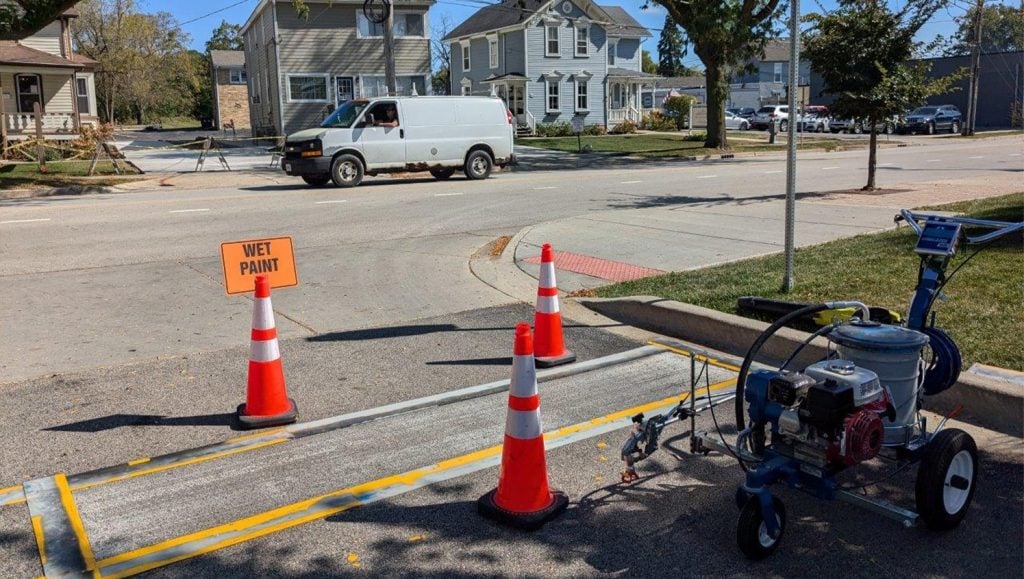 line markings for DMG Management Matters - Residential parking lot freshly painted
