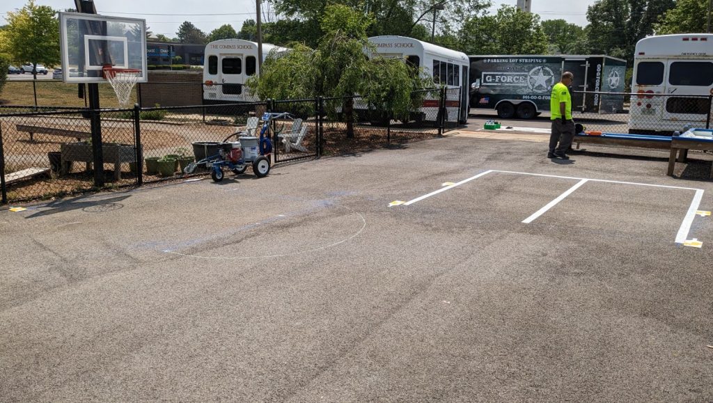 four-square playground markings for a pre-school in naperville, il